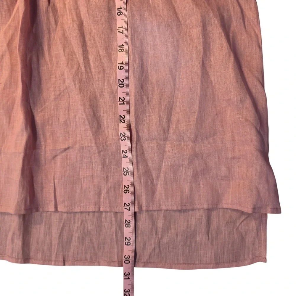 NEW Lintico Joanna Pink 100% Linen Tunic Top XL Split V-Neck 3/4 Sleeve Blouse - Picture 4 of 6